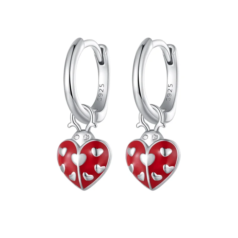 (image for) Pandora Style Ladybug Hoop Earrings - SCE1573 - Product Image