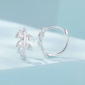 Pandora Style Leaf Hoop Earrings - SCE1660