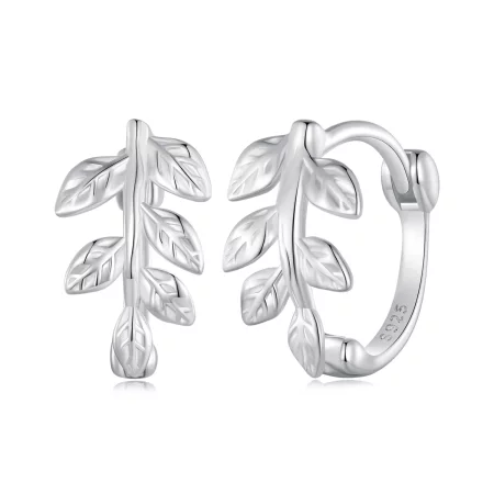 Pandora Style Leaf Hoop Earrings - SCE1660