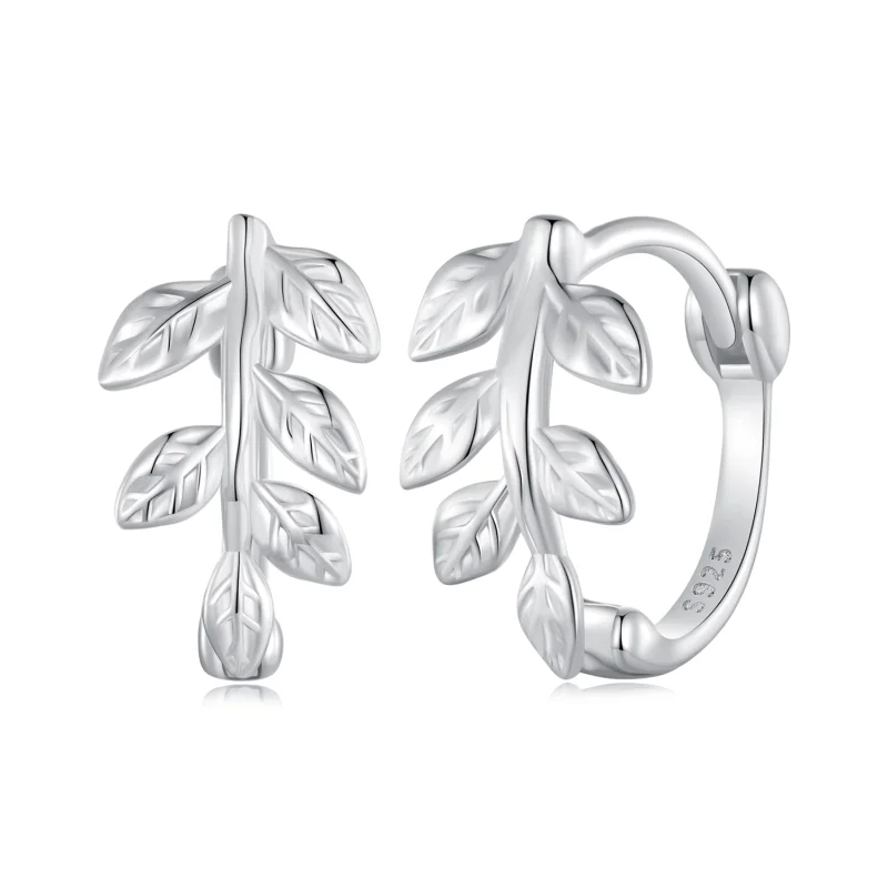 (image for) Pandora Style Leaf Hoop Earrings - SCE1660 - Product Image