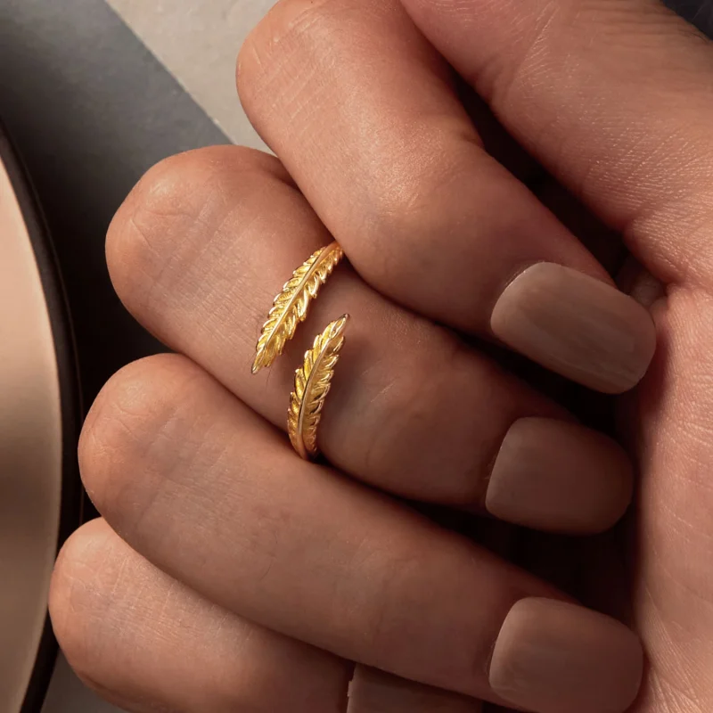 (image for) Pandora Style Leaves Open Ring - BSR485-E - View 3