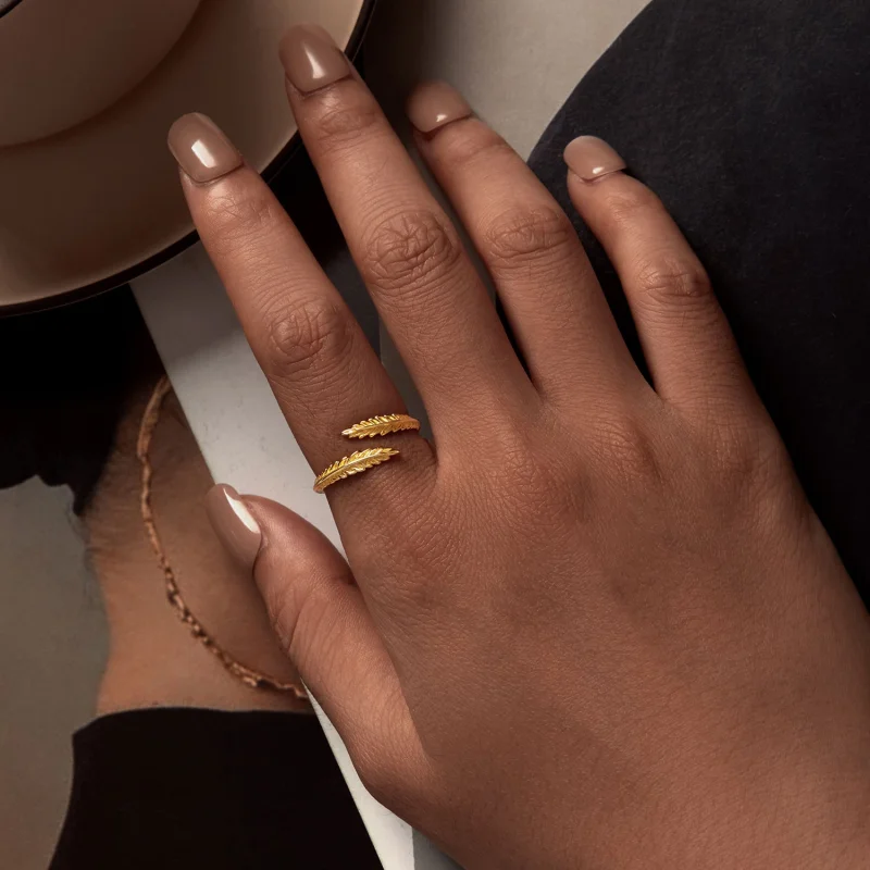 (image for) Pandora Style Leaves Open Ring - BSR485-E - View 6