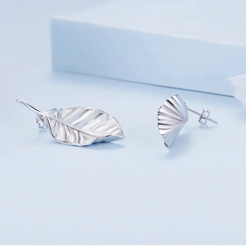 (image for) Pandora Style Leaves Studs Earrings - BSE812 - View 3