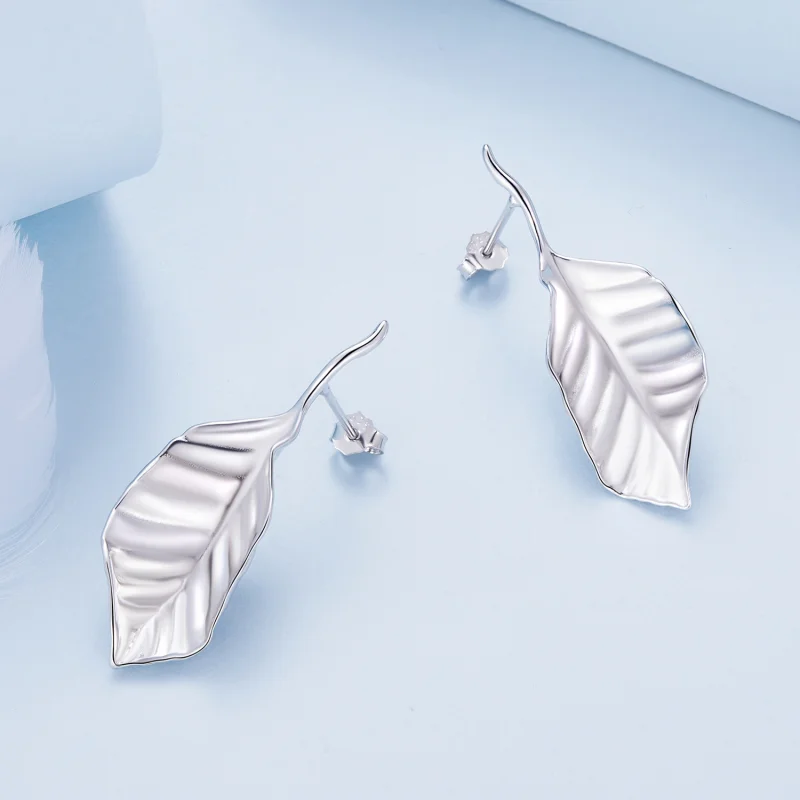 (image for) Pandora Style Leaves Studs Earrings - BSE812 - View 4