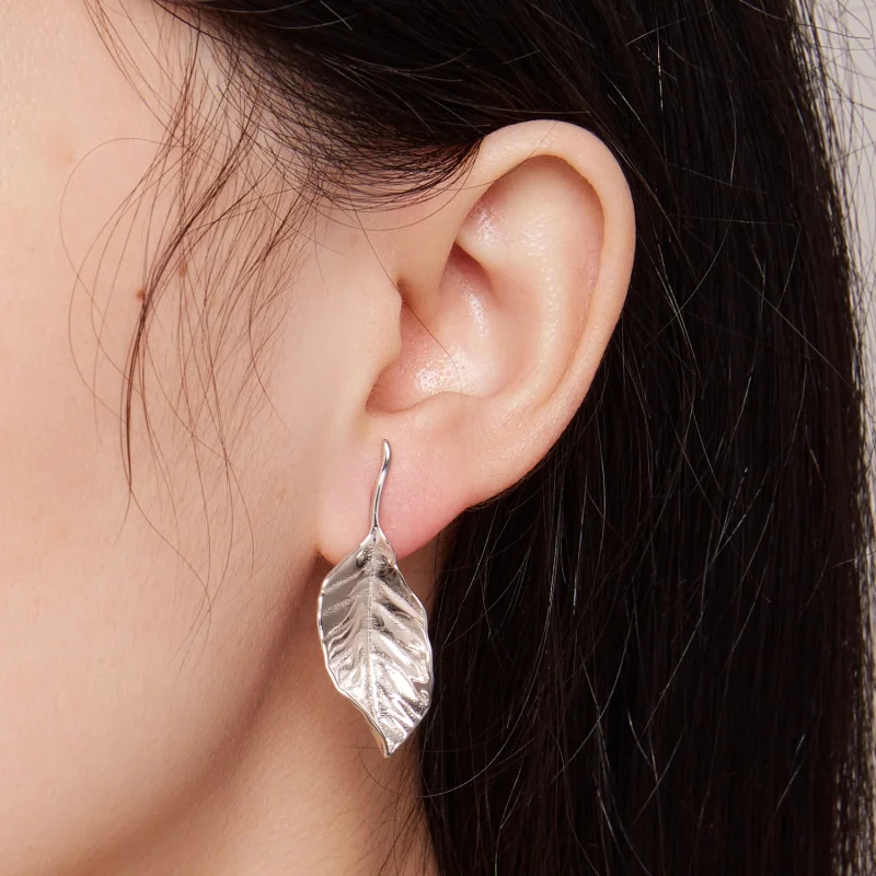 (image for) Pandora Style Leaves Studs Earrings - BSE812 - View 5
