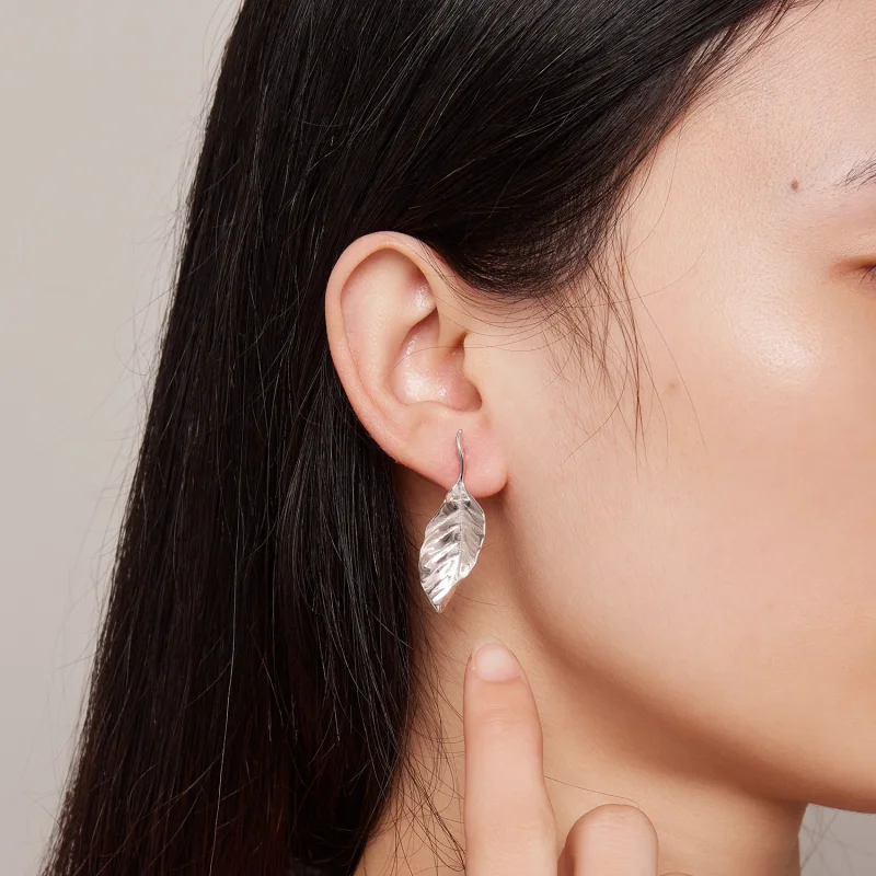 (image for) Pandora Style Leaves Studs Earrings - BSE812 - View 6