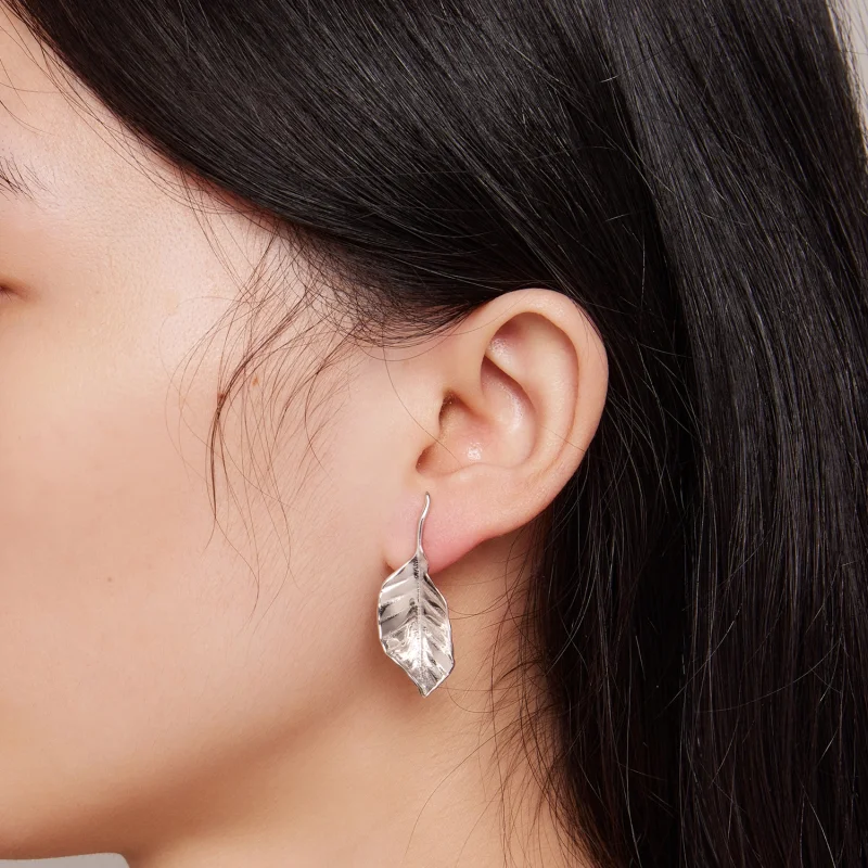 (image for) Pandora Style Leaves Studs Earrings - BSE812 - View 7