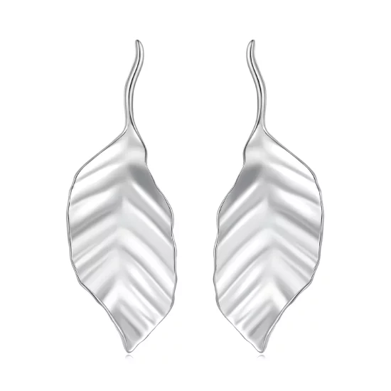 Pandora Style Leaves Studs Earrings - BSE812