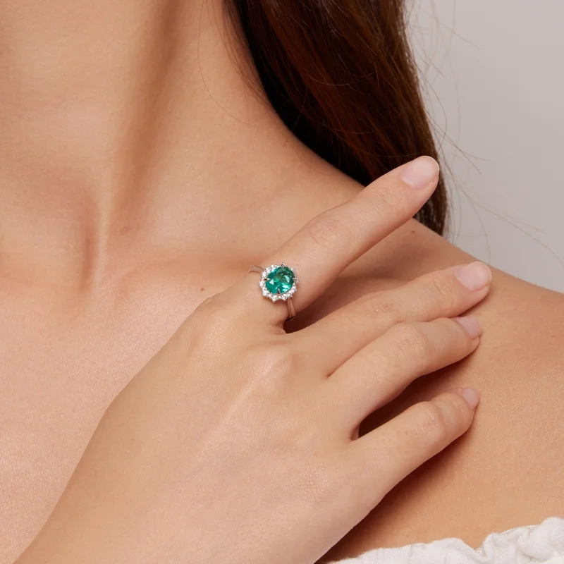 (image for) Pandora Style Light Green Wave Ring - BSR448 - View 4