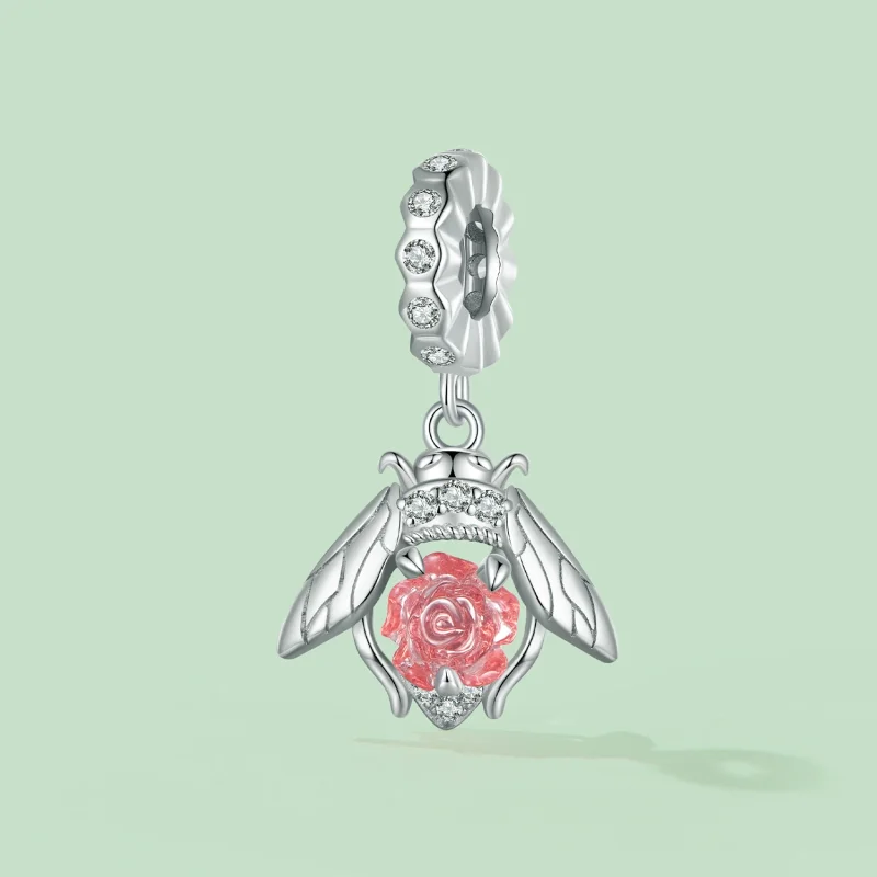 (image for) Pandora Style Light Sensitive Bee Rose Dangle - SCC2598 - View 3