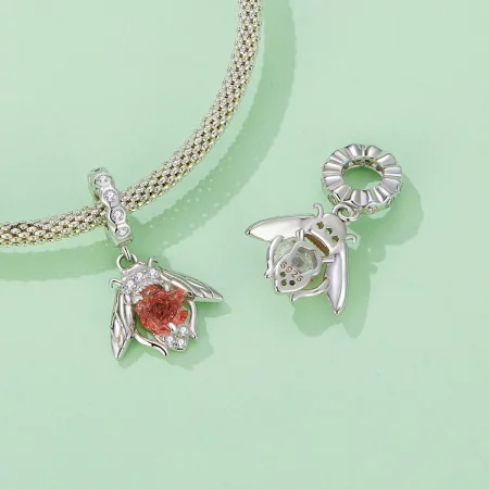 Pandora Style Light Sensitive Bee Rose Dangle - SCC2598