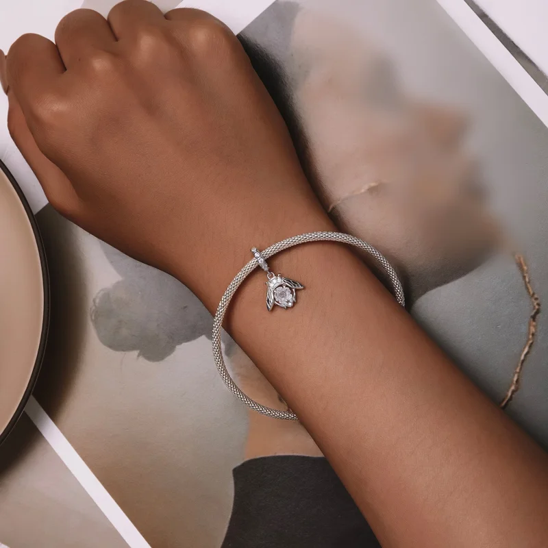 (image for) Pandora Style Light Sensitive Bee Rose Dangle - SCC2598 - View 7