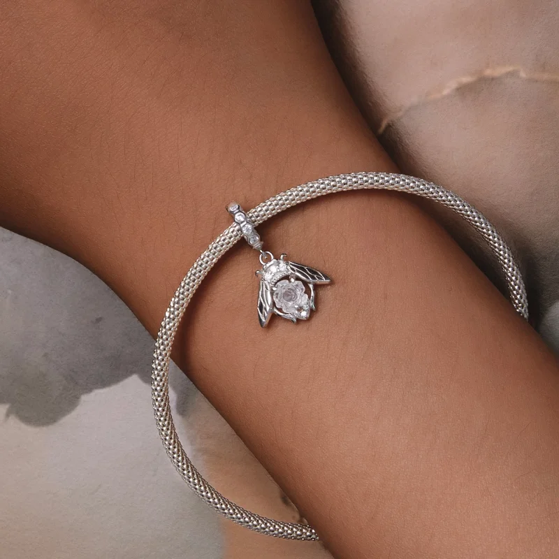 (image for) Pandora Style Light Sensitive Bee Rose Dangle - SCC2598 - View 9