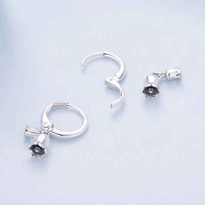 (image for) Pandora Style Lily of The Valley Hoop Earrings - BSE909 - View 4