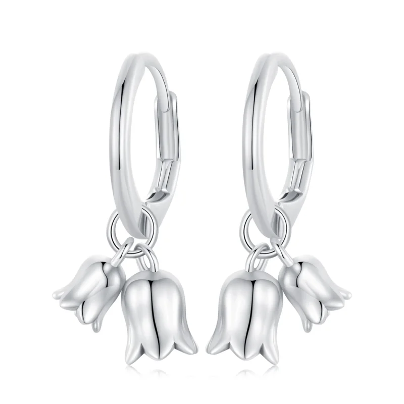 (image for) Pandora Style Lily of The Valley Hoop Earrings - BSE909 - Product Image