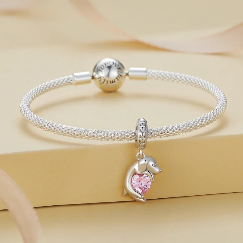 (image for) Pandora Style Little Golden Retriever Dangle - BSC799 - View 2