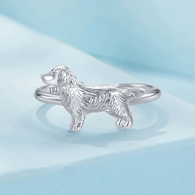 (image for) Pandora Style Little Golden Retriever Ring - SCR952 - View 3
