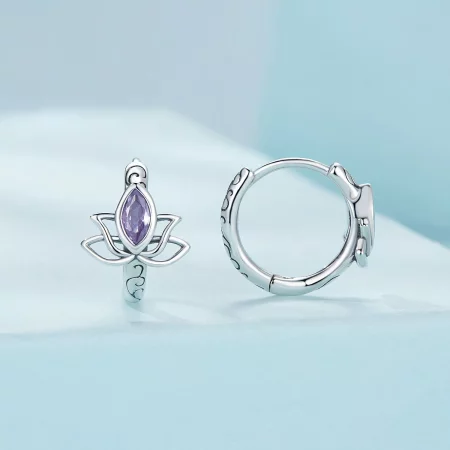 Pandora Style Lotus Hoop Earrings - SCE1648