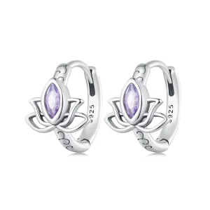 (image for) Pandora Style Lotus Hoop Earrings - SCE1648