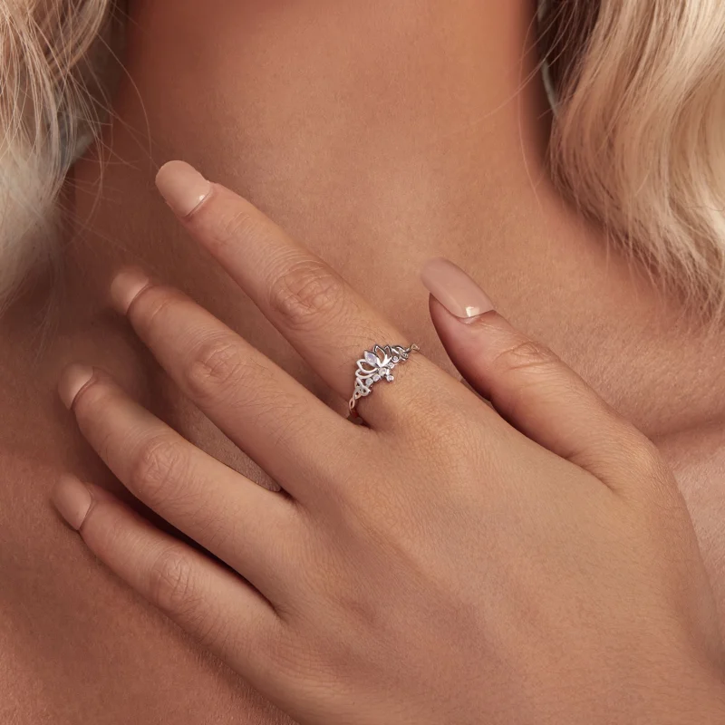 (image for) Pandora Style Lotus Ring - BSR487 - View 4