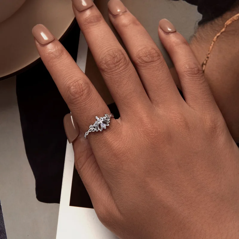 (image for) Pandora Style Lotus Ring - BSR487 - View 5