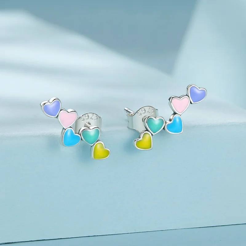 (image for) Pandora Style Love Colorful Studs Earrings - SCE1638 - View 2
