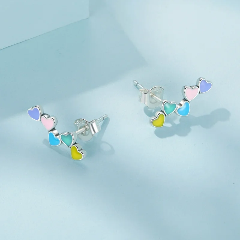 (image for) Pandora Style Love Colorful Studs Earrings - SCE1638 - View 3