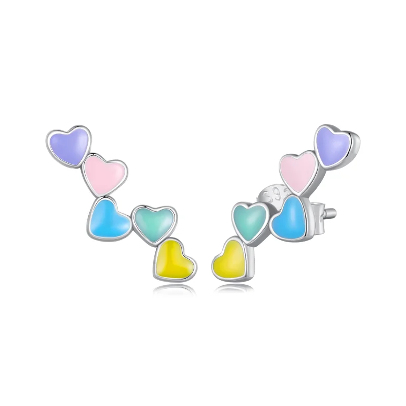 (image for) Pandora Style Love Colorful Studs Earrings - SCE1638 - Product Image