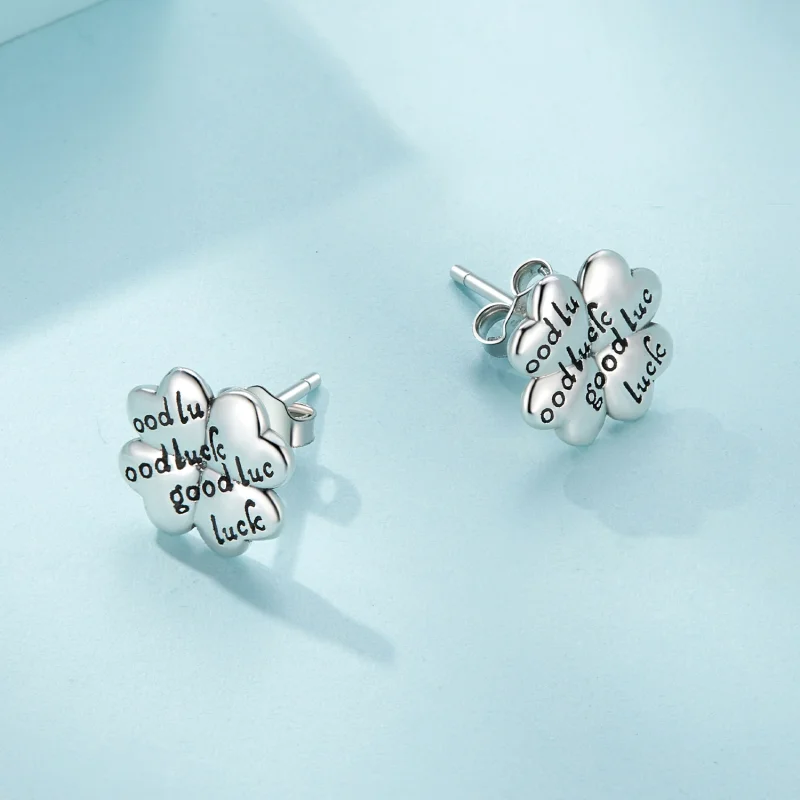 (image for) Pandora Style Lucky Clover Studs Earrings - SCE1635 - View 3