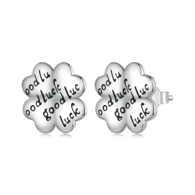 Pandora Style Lucky Clover Studs Earrings - SCE1635 Pandora Style Lucky Clover Studs Earrings - SCE1635