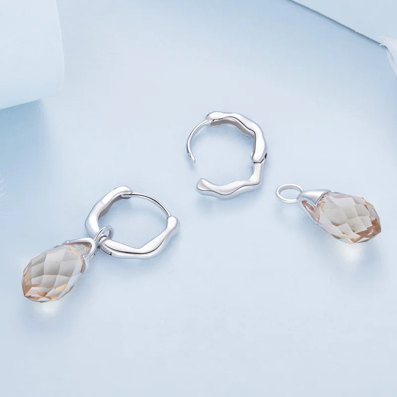 (image for) Pandora Style Luxurious Water Drop Hoop Earrings - BSE814 - View 4