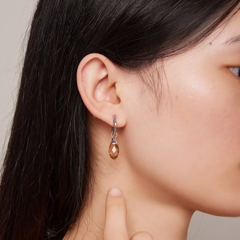 (image for) Pandora Style Luxurious Water Drop Hoop Earrings - BSE814 - View 6