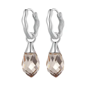 Pandora Style Luxurious Water Drop Hoop Earrings - BSE814 (image for) Pandora Style Luxurious Water Drop Hoop Earrings - BSE814