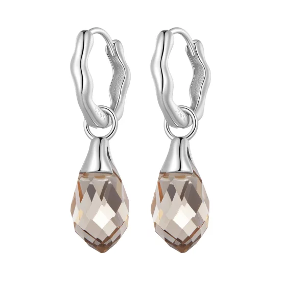 Pandora Style Luxurious Water Drop Hoop Earrings - BSE814