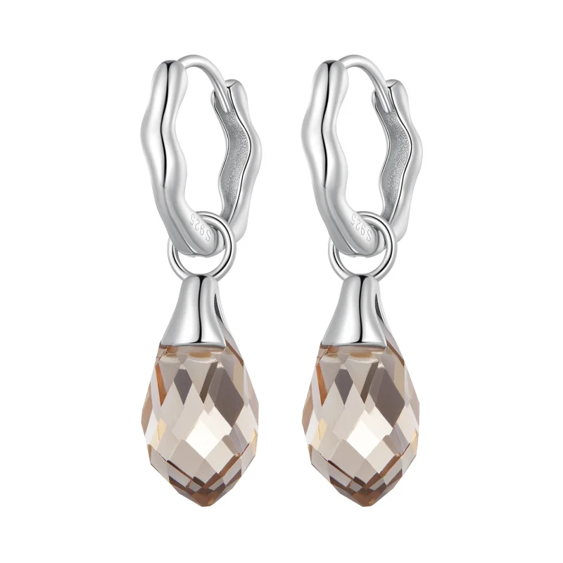 (image for) Pandora Style Luxurious Water Drop Hoop Earrings - BSE814 - Product Image