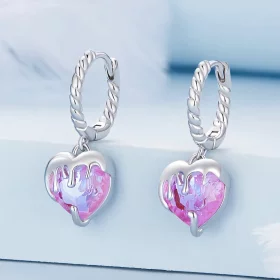 Pandora Style Melting Heart Hoop Earrings - BSE833 Pandora Style Melting Heart Hoop Earrings - BSE833