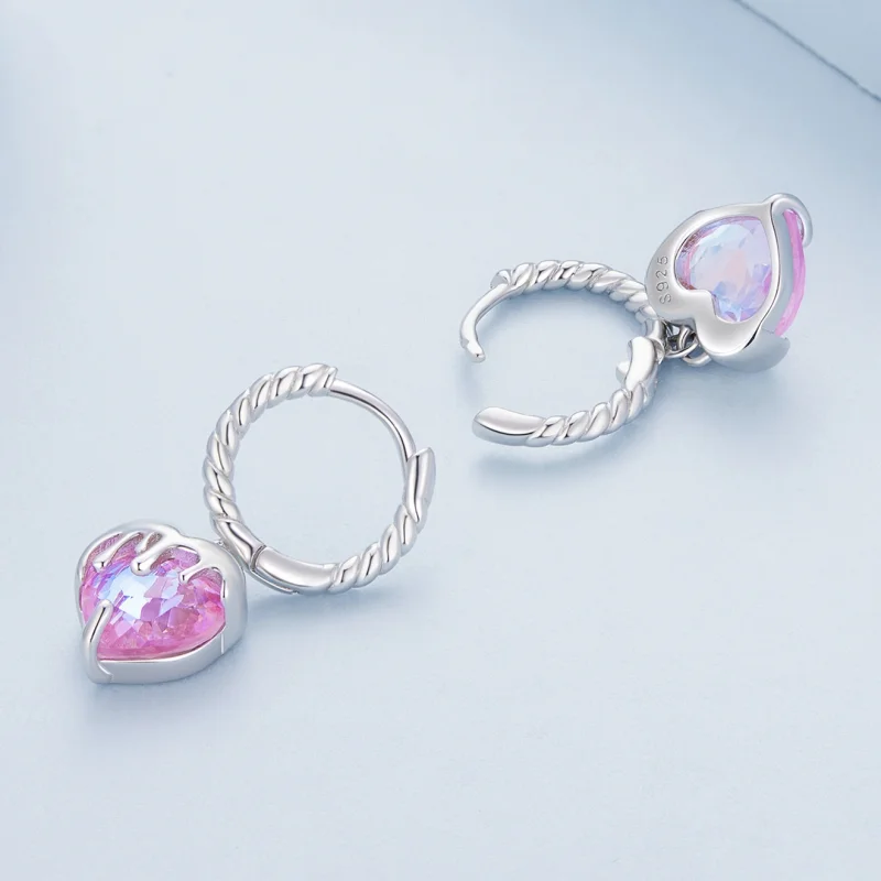 (image for) Pandora Style Melting Heart Hoop Earrings - BSE833 - View 4