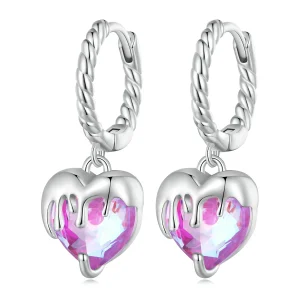 (image for) Pandora Style Melting Heart Hoop Earrings - BSE833