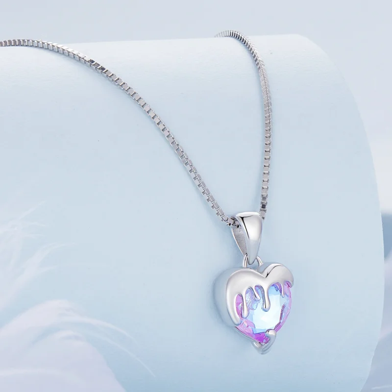 (image for) Pandora Style Melting Heart Necklace - BSN322 - View 2