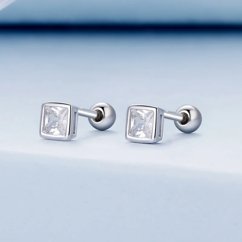(image for) Pandora Style Mini Princess Zirconia Studs Earrings - BSE885-S - View 2
