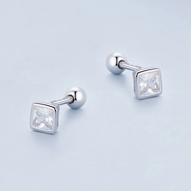 (image for) Pandora Style Mini Princess Zirconia Studs Earrings - BSE885-S - View 3