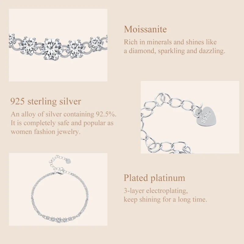 (image for) Pandora Style Moissanite Bracelet(One Certificate) - MSB008 - View 6
