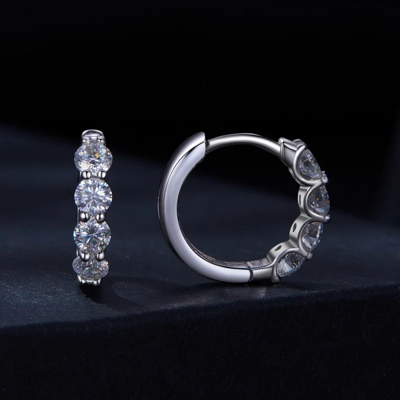 (image for) Pandora Style Moissanite Hoop Earrings - MSE030 - View 2
