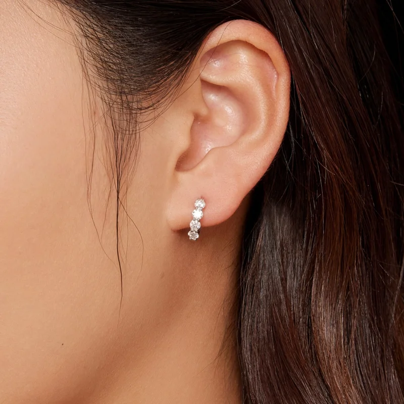 (image for) Pandora Style Moissanite Hoop Earrings - MSE030 - View 5