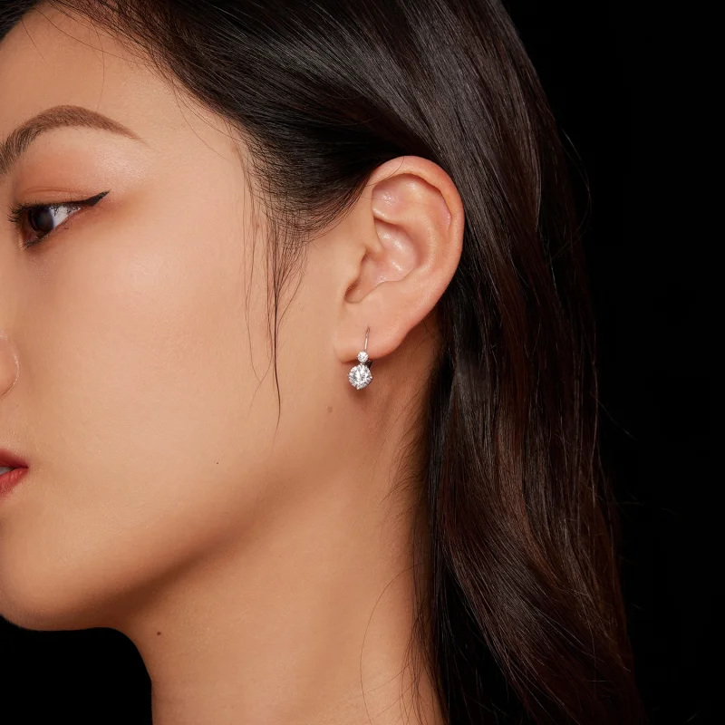 (image for) Pandora Style Moissanite Hoop Earrings(Two Certificates) - MSE031 - View 7