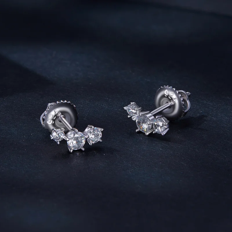 (image for) Pandora Style Moissanite Studs Earrings(One Certificate) - MSE034 - View 2