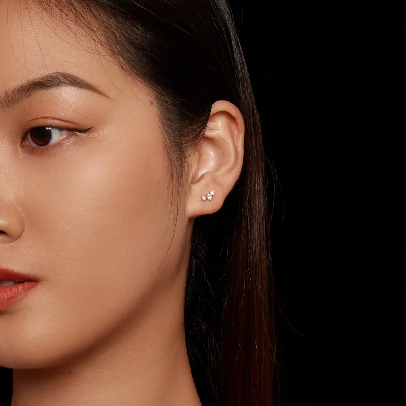 (image for) Pandora Style Moissanite Studs Earrings(One Certificate) - MSE034 - View 5