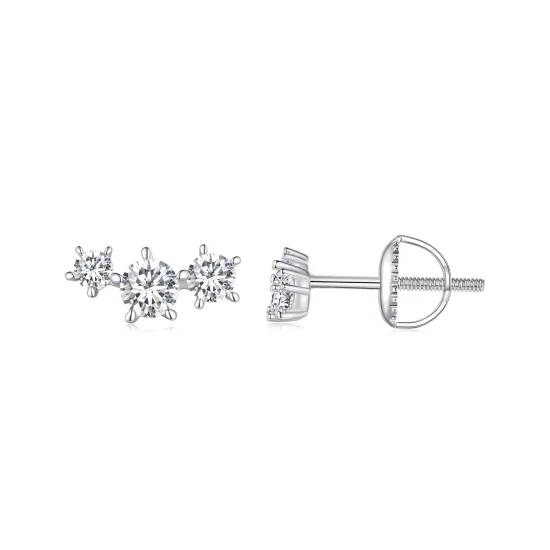 (image for) Pandora Style Moissanite Studs Earrings(One Certificate) - MSE034