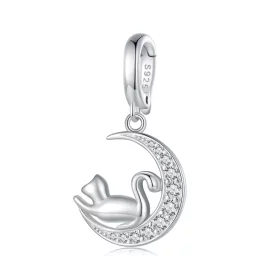Pandora Style Moon and Cat Dangle - SCC2571 Pandora Style Moon and Cat Dangle - SCC2571