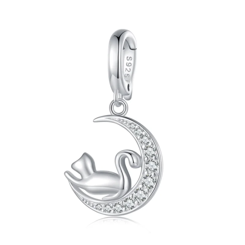 (image for) Pandora Style Moon and Cat Dangle - SCC2571 - Product Image